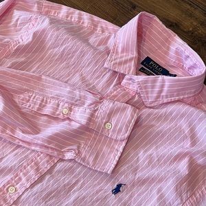 Polo Ralph Lauren Shirt Men's XXL Button Down Long Sleeve Striped Pink White